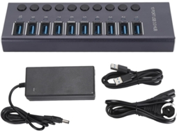 Hub Usb 3.0 De 10 Portas Com Interruptores Alimentação Led