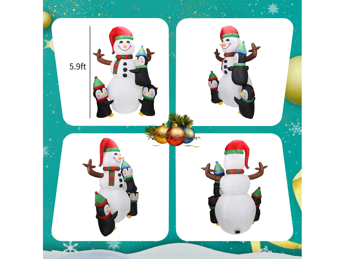 Decoração de Natal Inflável Pinguim e Boneco de Neve LAXISCREED