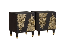 Vidaxl Mesa De Cabeceira Com Porta 2 Pcs Preto 40 X 33 X 46 Cm