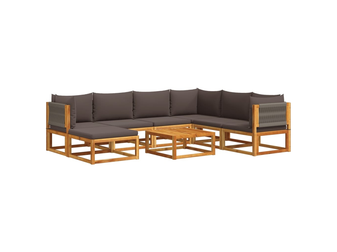 Maison Exclusive - Conjunto De Sofás De Jardim De 8 Peças Com Almofadas De Madeira De Acácia E Corda