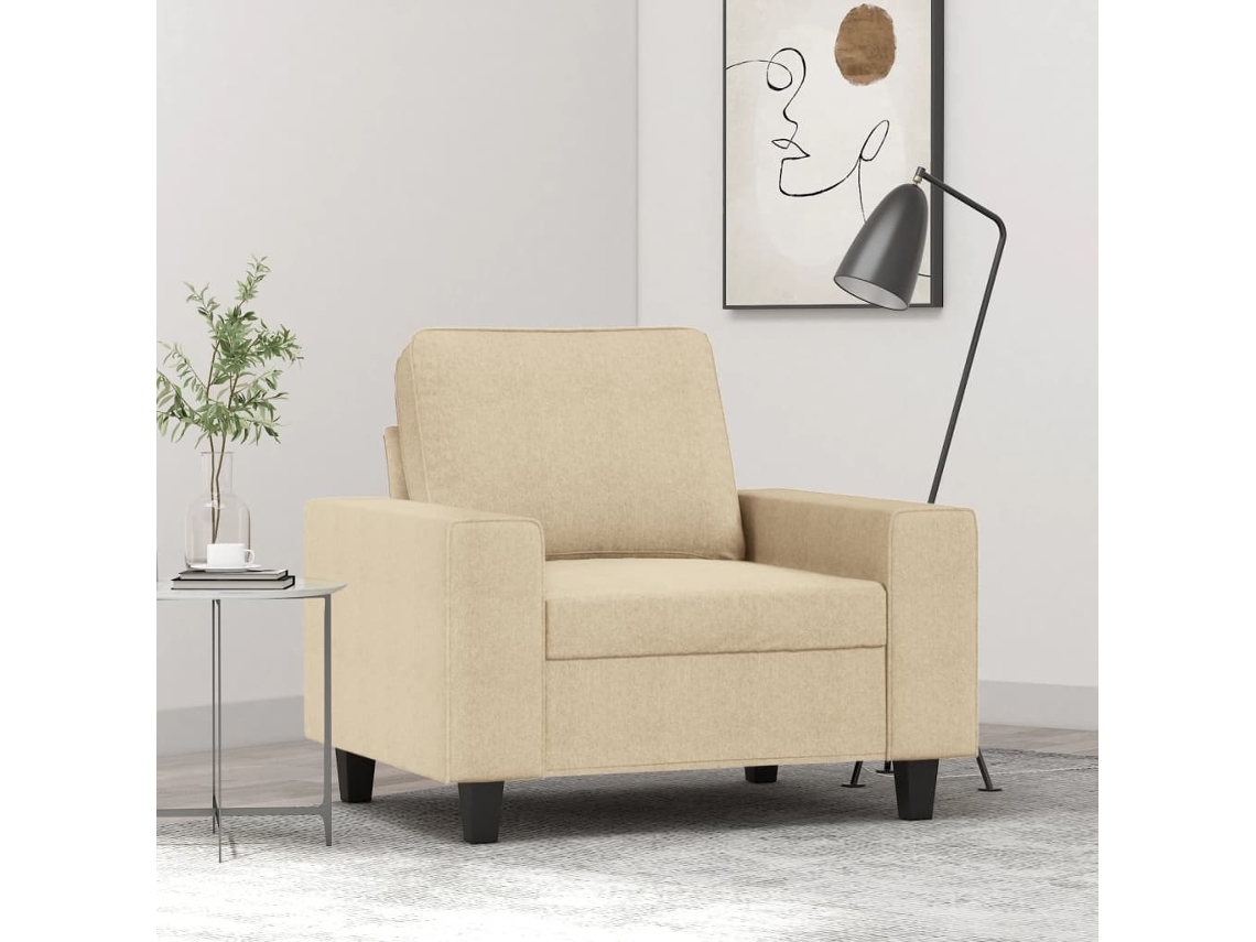 Vidaxl Poltrona 60 Cm Tecido Cor Creme