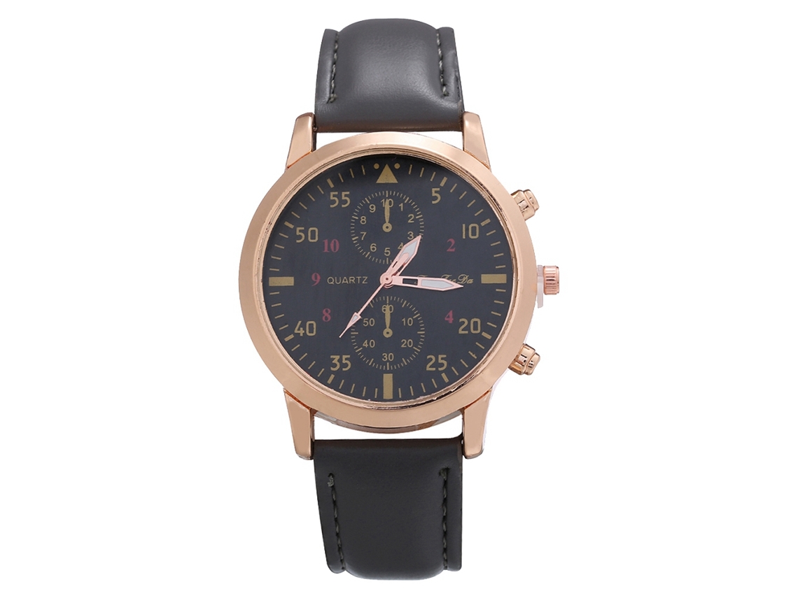 Relógio de Pulso Masculino de Quartzo com Pulseira de Couro Pu, Estilo Simples, Cinza
