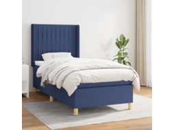 Vidaxl Cama Com Molas/colchão 90x200 Cm Tecido Azul