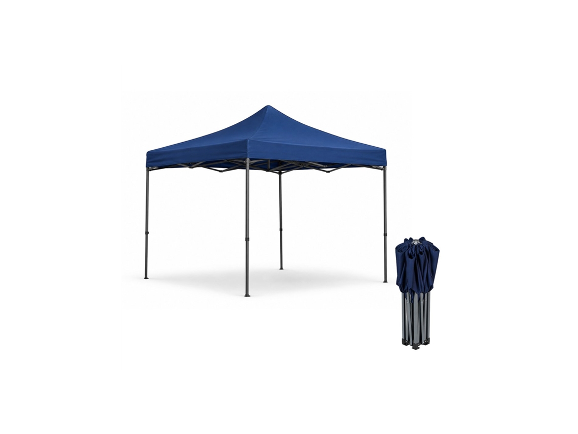 Cenador Plegable 3x3x3m  | Pergola, Carpa, Gazebo |  Acero Reforzado | Jardín, Terraza, Camping Y Playa Azul Oscuro