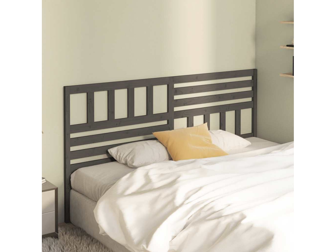 Vidaxl Cabeceira De Cama 186x4x100 Cm Pinho Maciço Cinzento