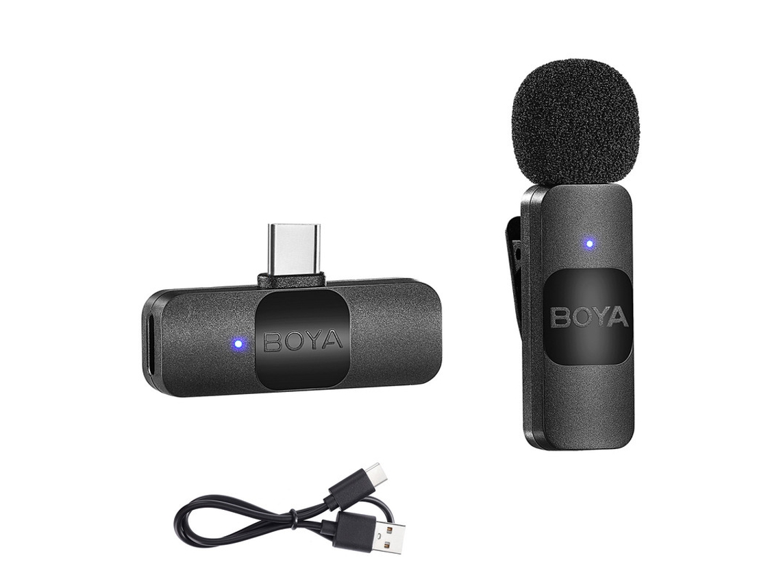 Sistema de Microfone Sem Fio BOYA By-V10 de Lapela Lavalier Conector Android Usb-C