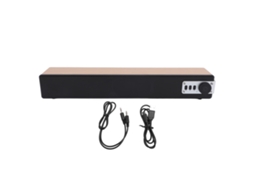 Barra De Som Bluetooth Portátil Com Dois Alto-falantes Compacta Para Casa E Estudo Cor Marrom Claro Madeira
