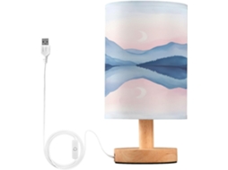 Abajur De Cabeceira Com Paisagem Montanha, Porta Usb, Sem Necessidade De Lâmpada, Luz Led Quente Para Quarto, Sala De