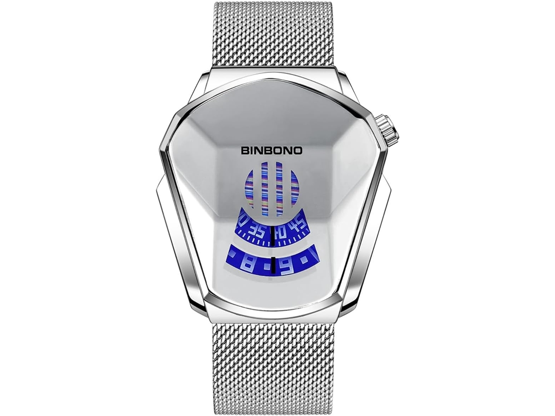 Lurelia Relógio Digital Masculino, Visor Digital, Led, Prata, Azul