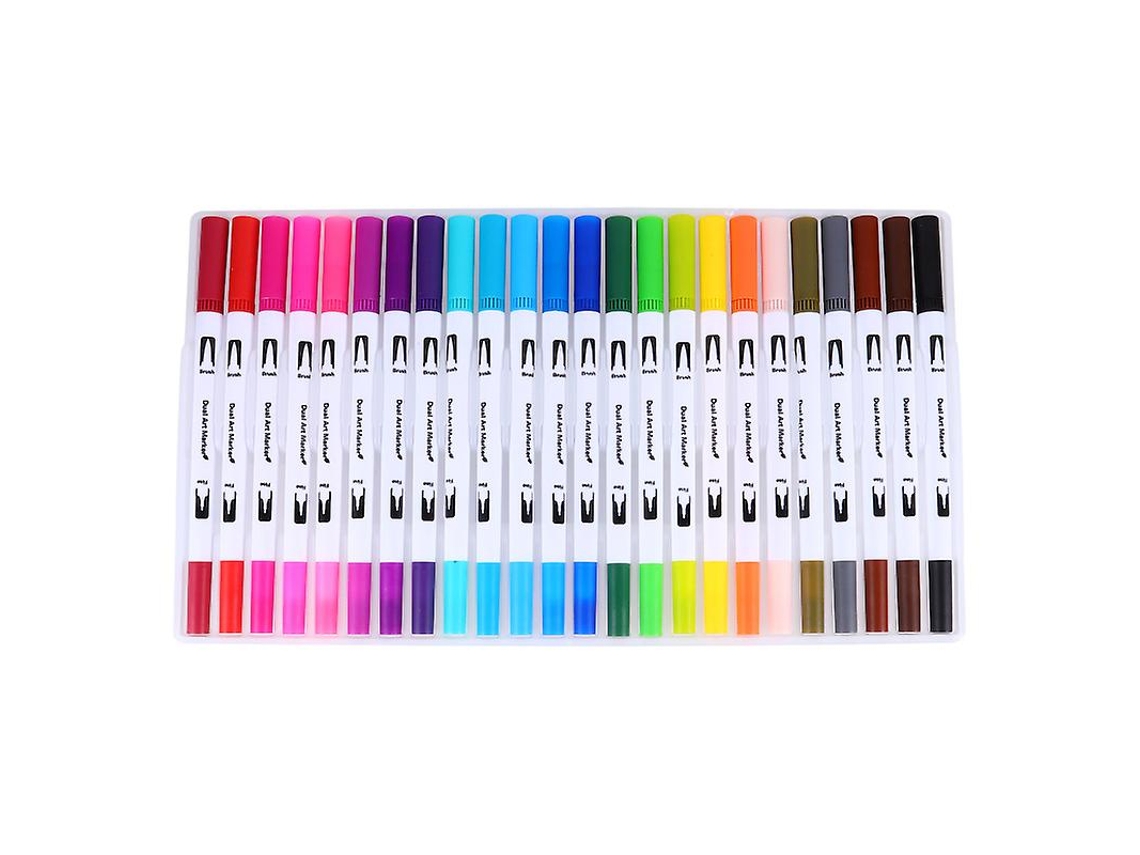 24pcs Canetas Pincel De Ponta Dupla Allinless