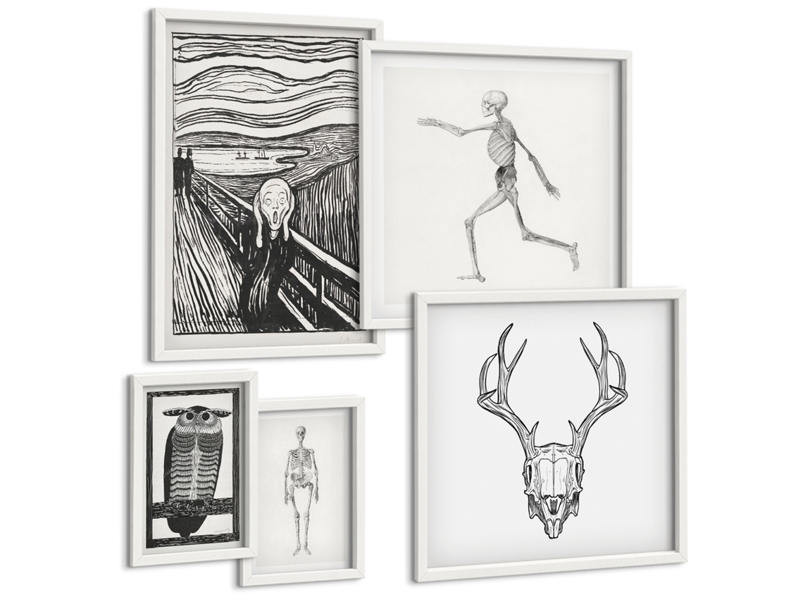 Conjunto De Pinturas Arte Do Surrealismo Natureza Homem Espelharte (5 Peças)
