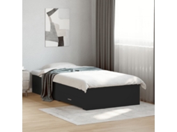 Vidaxl Estrutura Cama C/ Gavetas 75x190 Cm Derivados de Madeira Preto