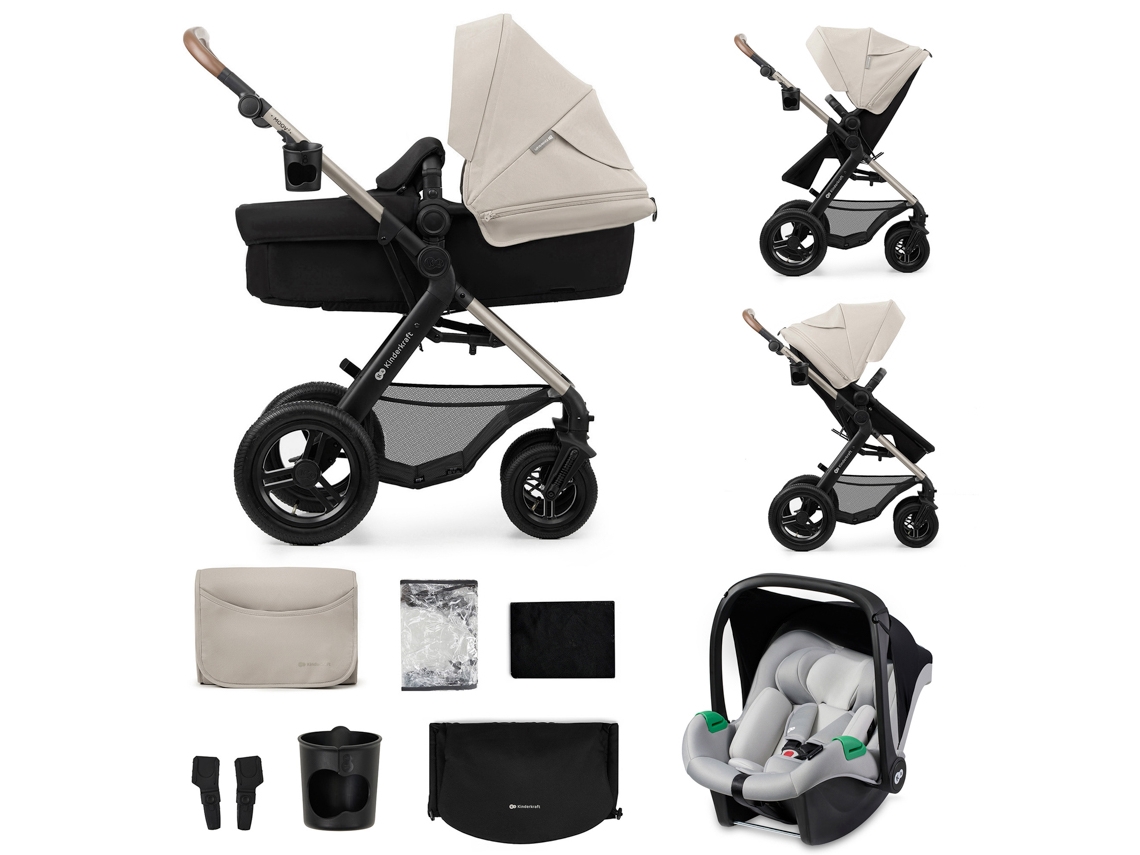 Carrinho de Bebé Multifuncional KINDERKRAFT 3 Em 1  Moov 2 Air (Cinzento)