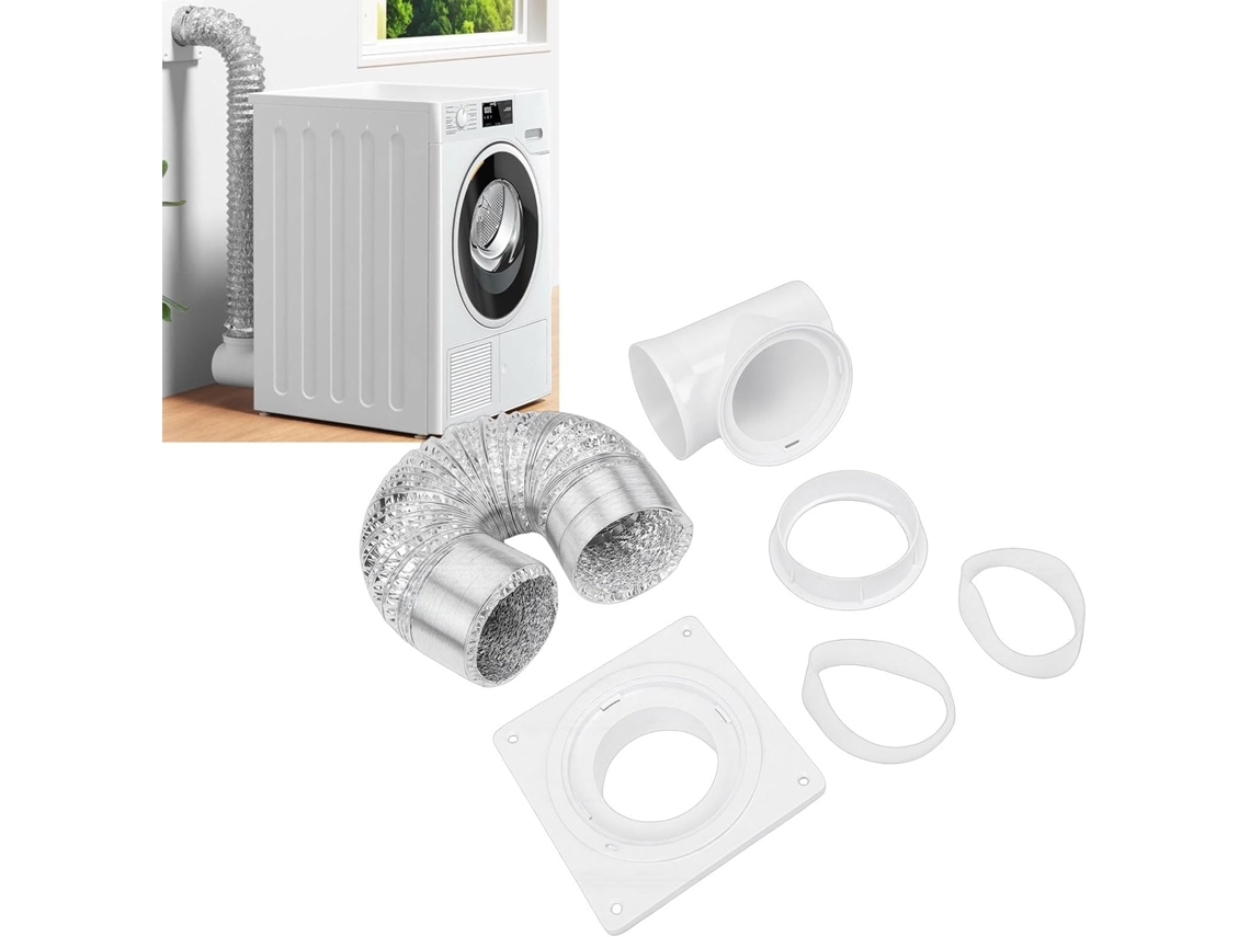 Kit Conector De Ventilação Para Secadora Asixxsix, Cotovelo De 90-graus Com Placa Parede E Mangueira, Kit Conector De