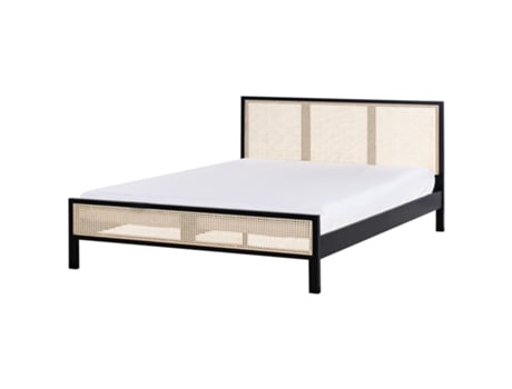 Cama De Casal Beliani Salernas De Pinho Preto 180x200