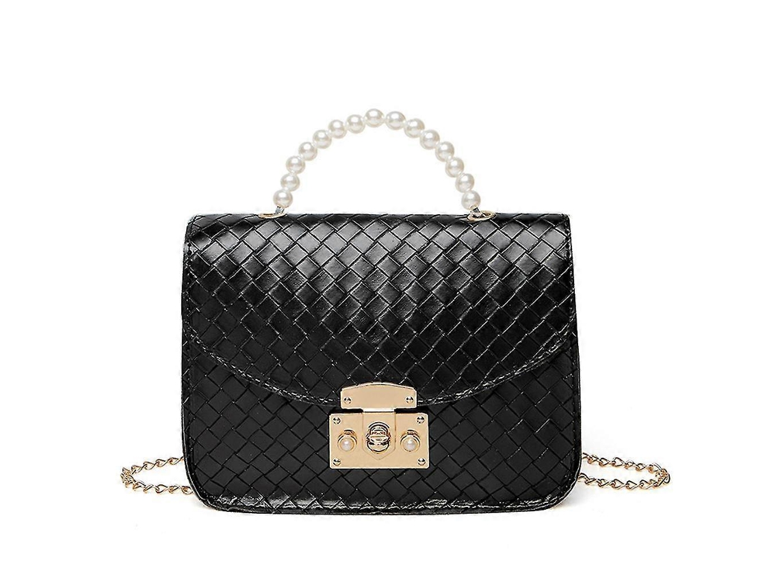 Mini Bolsa Transversal De Couro Sintético, Bolsa Quadrada De Ombro Com Alça De Pérola Sziqiqi