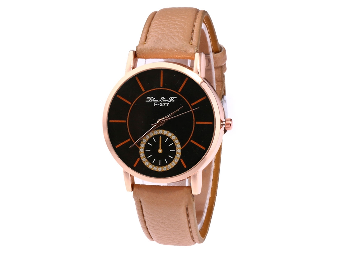 Relógio de pulso estilo estudante, com movimento de quartzo e pulseira de couro, para mulheres, homens e crianças, marrom claro.