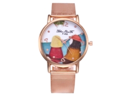 Relógio Analógico de Quartzo com Pulseira de Aço Presente Feminino Lovely Lover