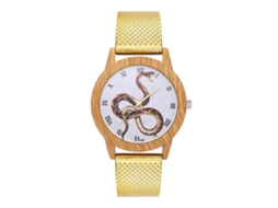 Relógio de pulso unissex Zhoulianfa, estilo casual, analógico, quartzo, com pulseira dourada.