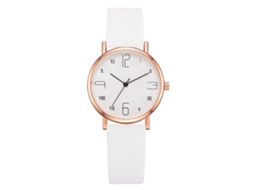 Relógio de Pulso Feminino com Pulseira Pu Estilo Fashion Display Analógico Quartz Branco