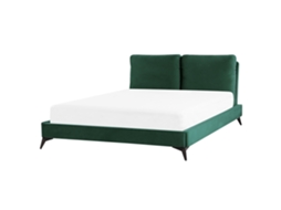 Cama Beliani Melle De Terciopelo Verde 176x228x98