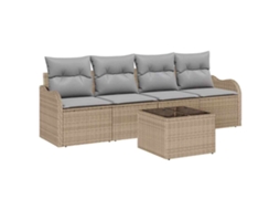 Maison Exclusive - Conjunto De Sofá De Jardim Com Almofada 5 Pcs Bege E Cinza