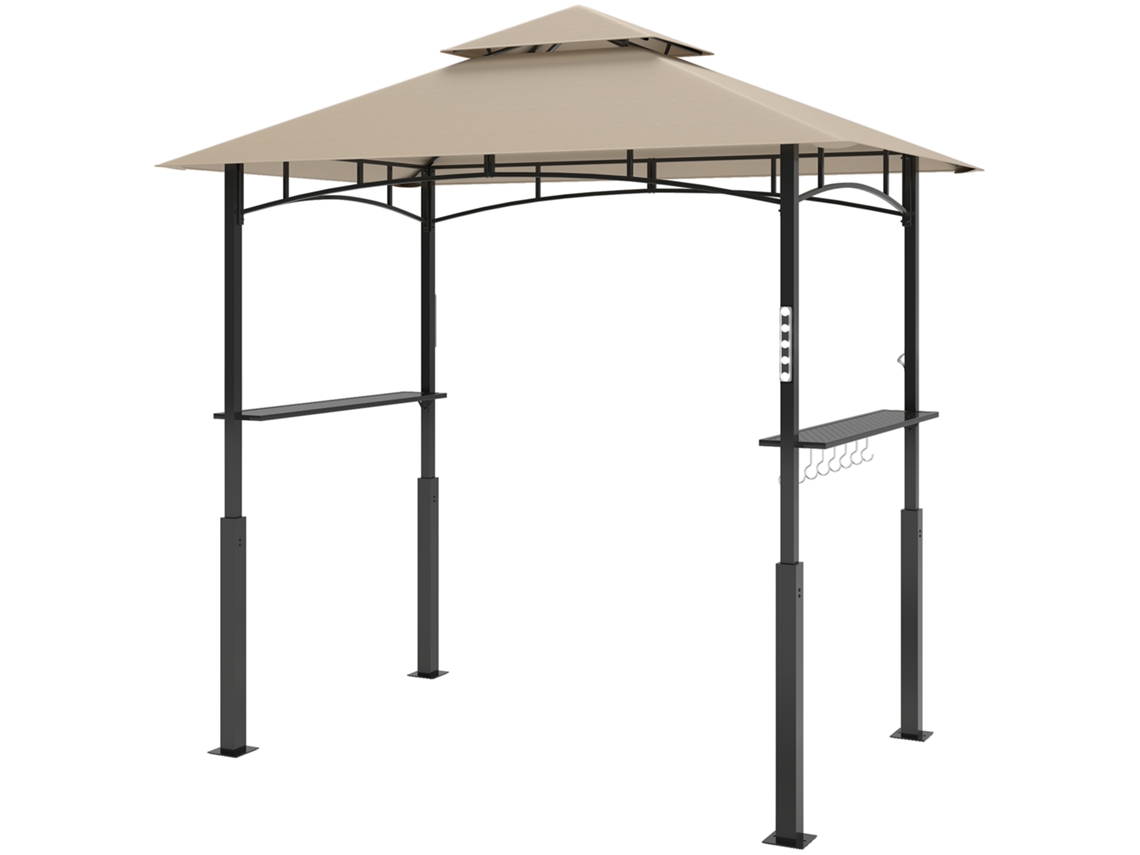 Toldo De Jardim De Dois Andares Churrasco Com Luz Led, 240x150x250cm, Recepção Em Cáqui
