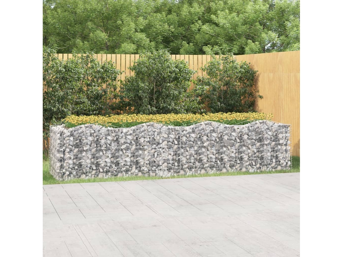 Vidaxl Canteiro Elevado Gabião Arqueado 400x100x100 Ferro Galvanizado