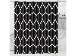 Cortina de Chuveiro Nova Line de Têxtil preto e marrom 180x180