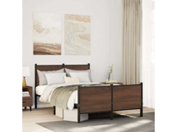 Vidaxl Estrutura De Cama Sem Colchão 120x200cm Metal Carvalho Castanho