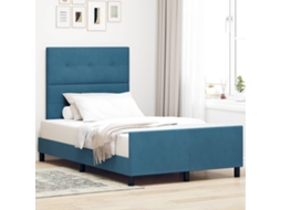 Vidaxl Cama Box Com Cabeceira Azul Escuro 120 X 200 Cm Veludo