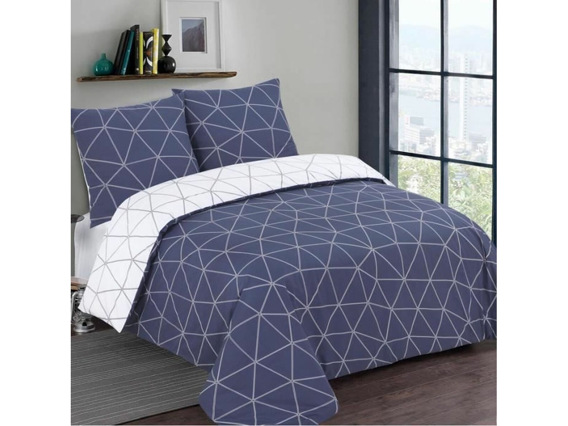 Conjunto de capa de edredom VISION Dream (Azul Marinho - Geométrico)