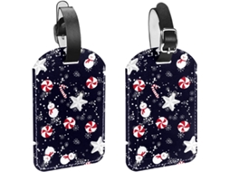 Conjunto De 2 Etiquetas Bagagem Viagem Com Boneco Neve E Estrelas Natal Bolsa, Mala, Mochila E Bagagem Com Alça De