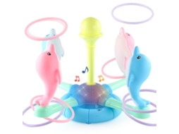Mali jogo de Lançar Anéis para Crianças Golfinho Elétrico Rotativo com Luzes e Música Brinquedo Educativo Infantil