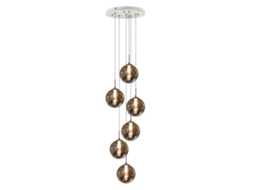 Nettlife Luz Pingente G9 Vidro Cinza Diam.31 Cm 6 Lâmpadas Cor Cozinha Sala De Estar Quarto Lâmpada Corredor