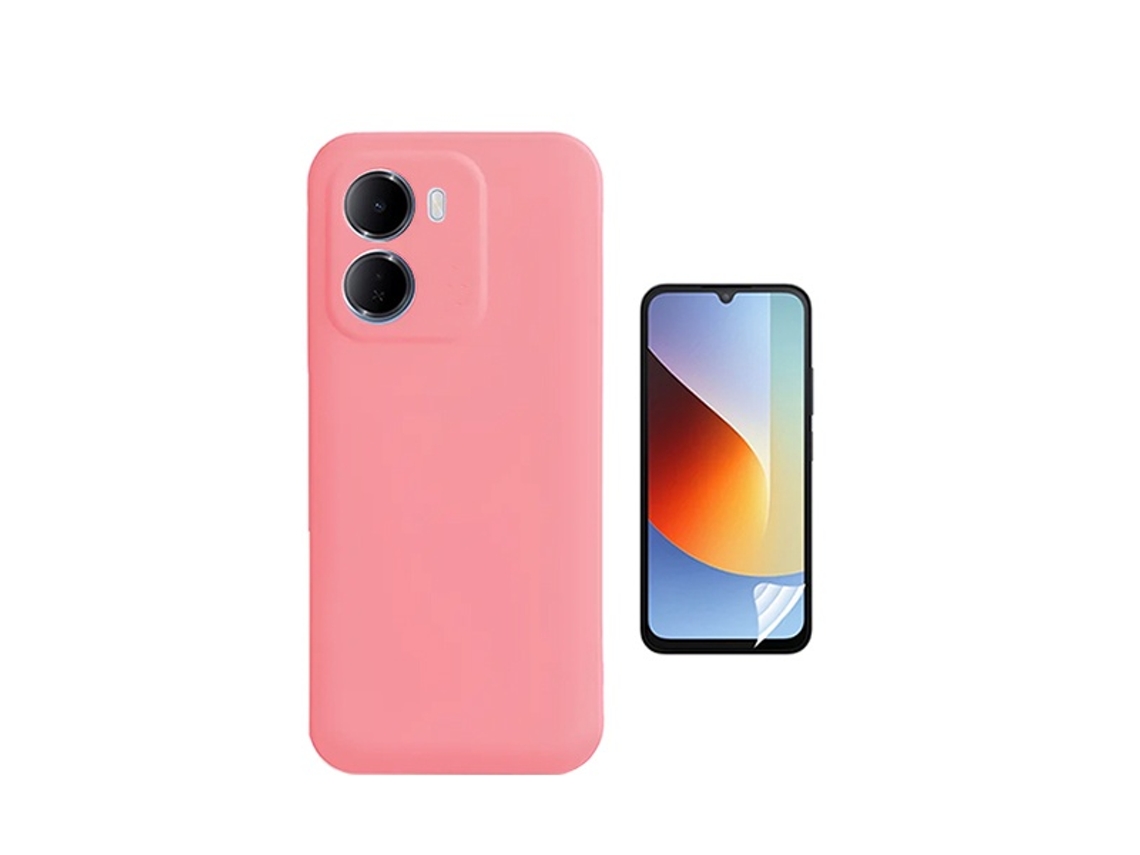 Kit Película Protectora De Hydrogel Frente Capa Proteção Silicone Gift4me Para Xiaomi Redmi 15a - Rosa