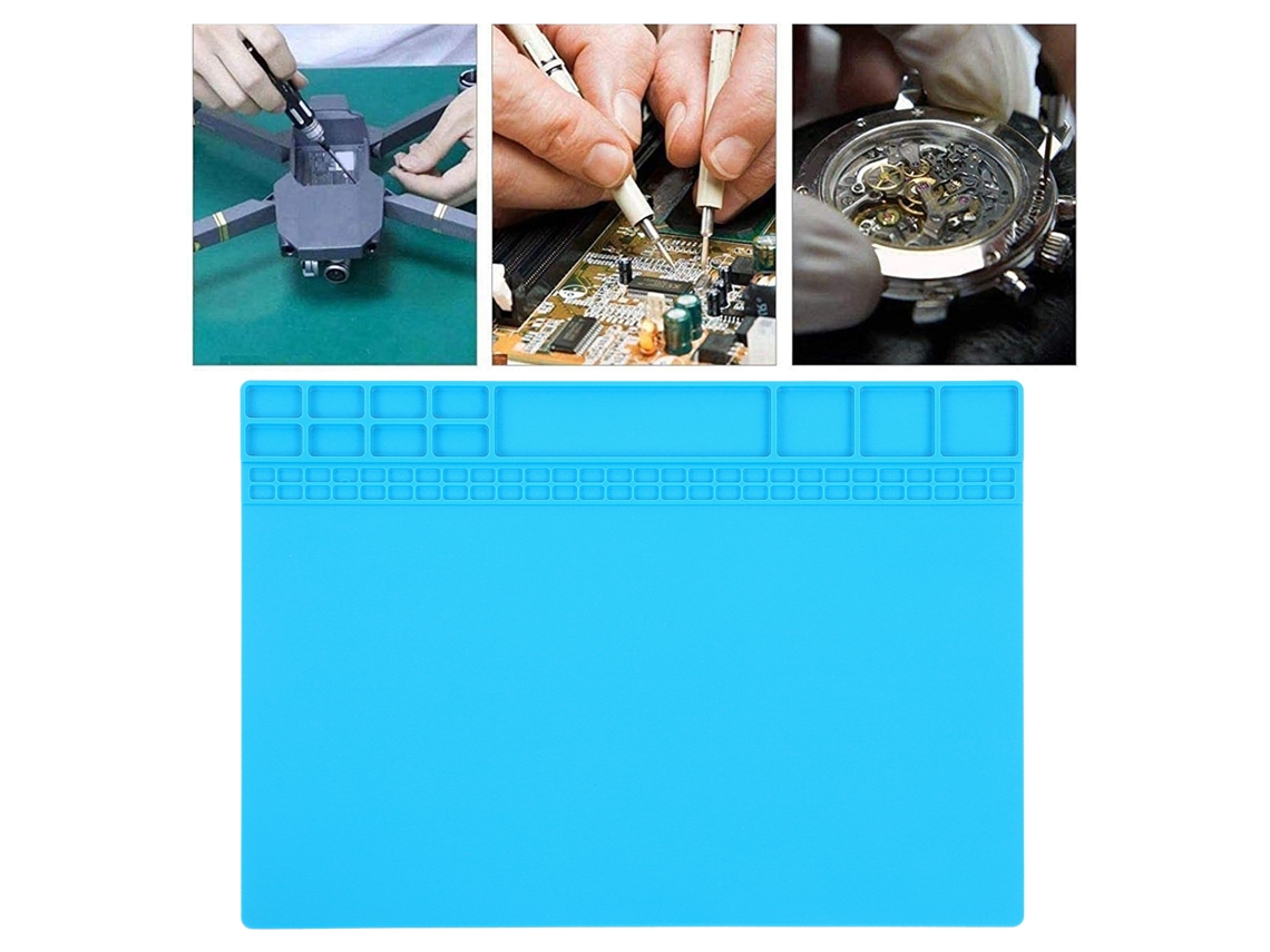 Tapete De Silicone Resistente Ao Calor Para Soldagem, Reparo E Manutenção De Eletrônicos Azul Claro Brilvibera