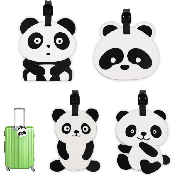 Conjunto de 4 Etiquetas BRILVIBERA para Malas com estampa de Panda, ajustáveis