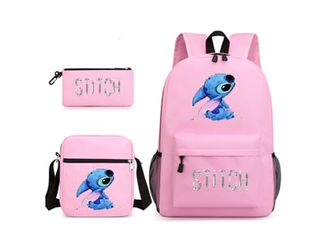 Conjunto de 3 Mochilas Escolares Lilo Stitch Cor Rosa Neveance