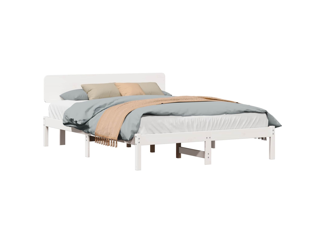 Vidaxl Estrutura Da Cama Com Cabeceira Branco 140 X 200 Cm