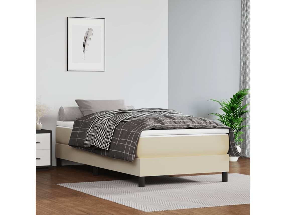 Vidaxl Estrutura De Cama Com Molas 80x200 Cm Couro Artificial Cor Creme