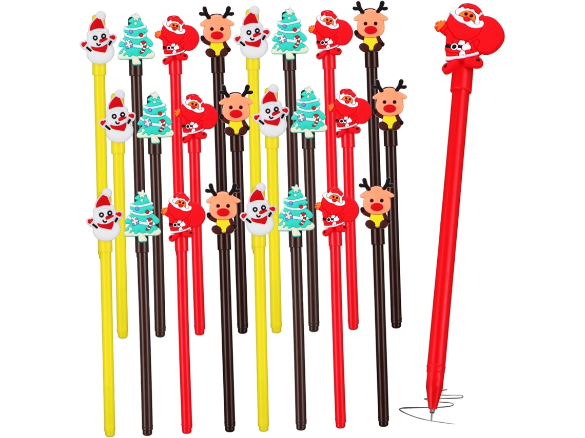 Conjunto De 2 Canetas Em Gel Com Motivos Natalinos: Rena, Boneco Neve,