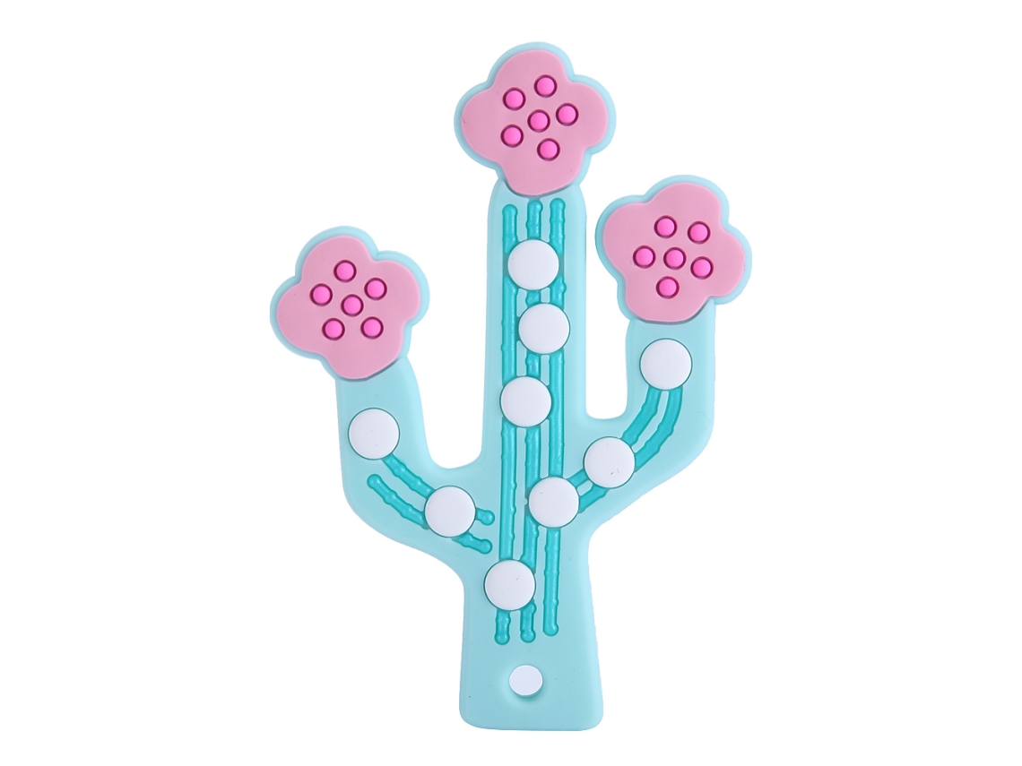 Primerox mordedor de Silicone para Bebê Forma de Planta Brinquedo de Morder Azul para Bebês