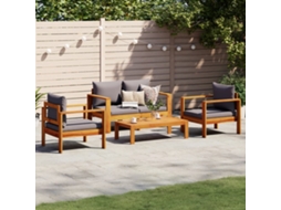 Vidaxl 4 Pcs Conjunto de Sofás de Jardim com Almofadões Acácia Maciça