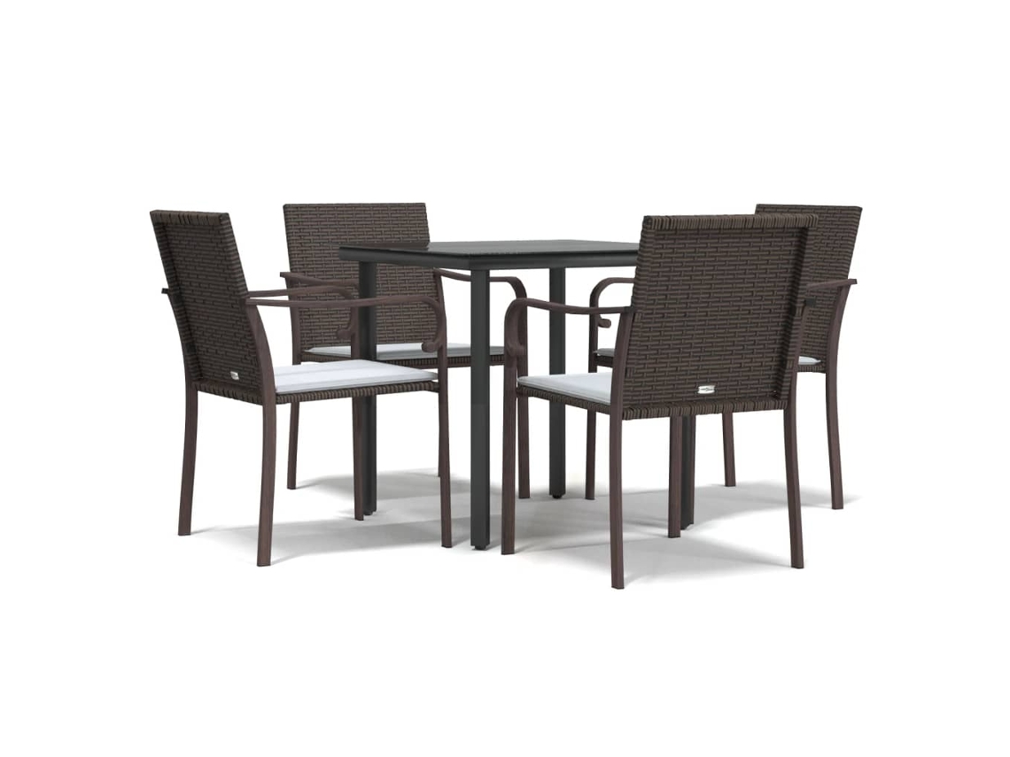 Conjunto de 5 Jantar para Jardim com Almofadões Vime Pe e Aço MAISON EXCLUSIVE (5pcs)
