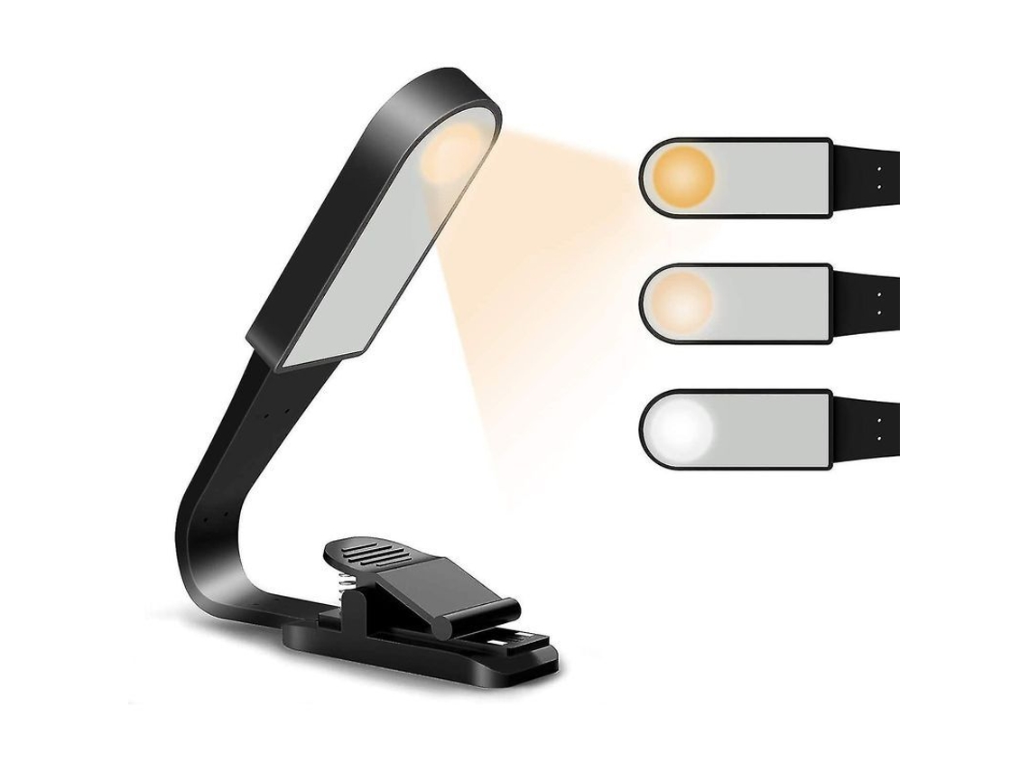 2026 luz de Leitura Recarregável Usb com Sensor Táctil, 3 Modos de Brilho e Clip Flexível, Protetora de Olhos
