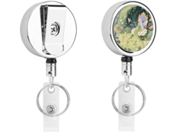 Porta Crachá Retrátil Estilo Jardim De Fadas, Moderno E Durável, Em Metal, Com Cordão De Nylon De 68cm, Ideal Para