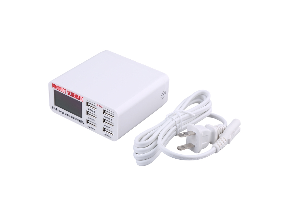 Carregador USB com 6 portas, rápida e inteligente EOOCOO