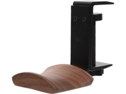Suporte De Mesa Para Fones Ouvido Em Madeira Preta E Metal Com Bandeja Armazenamento, Protege Os Fones De Ouvido Contra