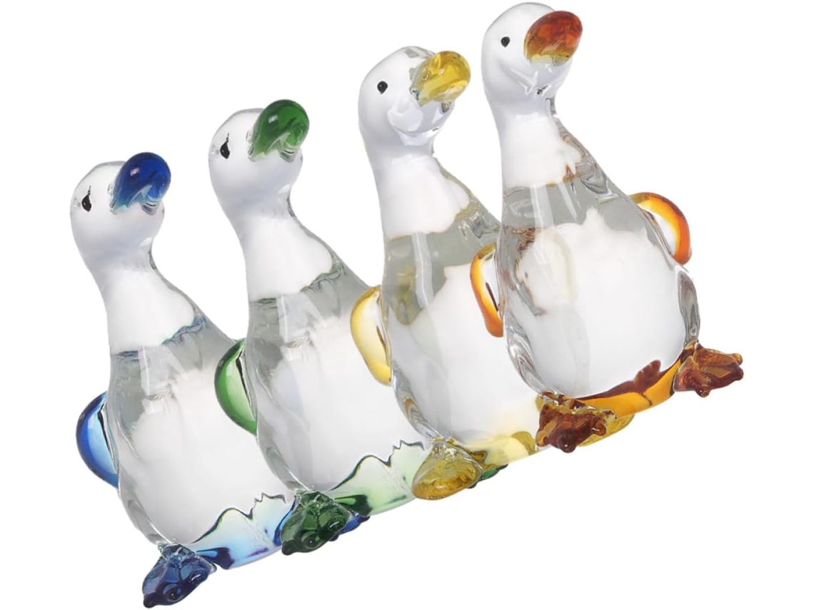 Conjunto Esculturas Patos Adoráveis Estáveis 4 Peças Decoração Armários Presentes Vindas Boas GOKOCO